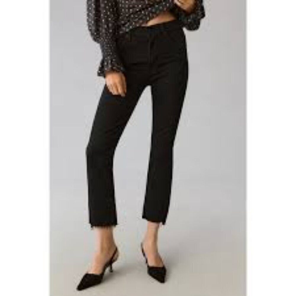 MOTHER The Insider Crop Step Fray Black 5 Pocket Zip Up Jeans Size 25
